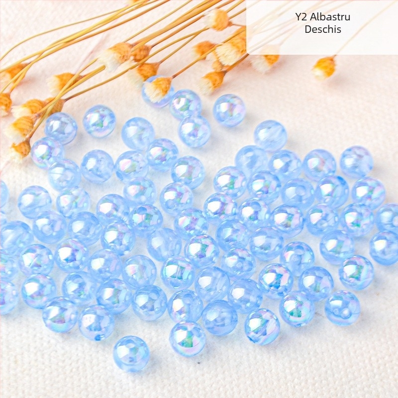 Mărgele de perle perforate transparente de culoare AB, placate cu culoare magică, din plastic, lucrate manual, accesorii pentru bijuterii, mărgele în stoc