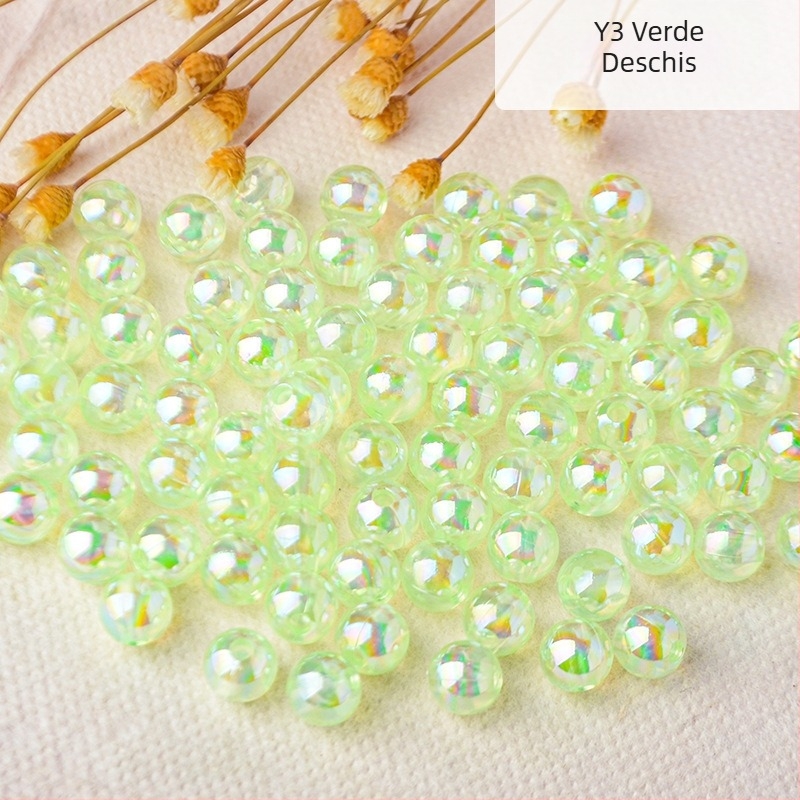 Mărgele de perle perforate transparente de culoare AB, placate cu culoare magică, din plastic, lucrate manual, accesorii pentru bijuterii, mărgele în stoc