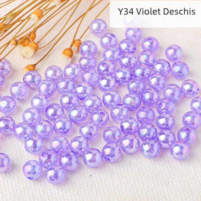 Mărgele de perle perforate transparente de culoare AB, placate cu culoare magică, din plastic, lucrate manual, accesorii pentru bijuterii, mărgele în stoc