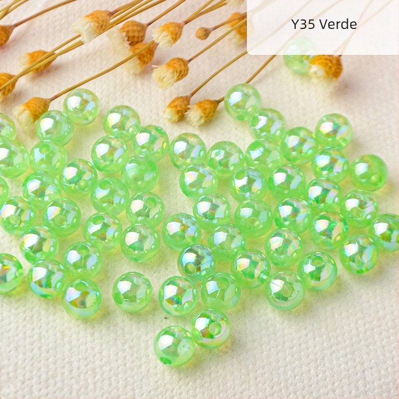 Mărgele de perle perforate transparente de culoare AB, placate cu culoare magică, din plastic, lucrate manual, accesorii pentru bijuterii, mărgele în stoc