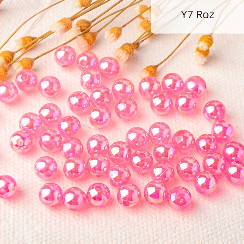 Mărgele de perle perforate transparente de culoare AB, placate cu culoare magică, din plastic, lucrate manual, accesorii pentru bijuterii, mărgele în stoc