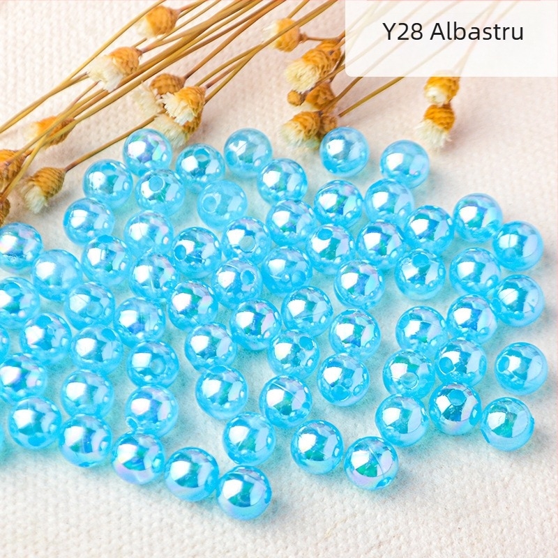 Mărgele de perle perforate transparente de culoare AB, placate cu culoare magică, din plastic, lucrate manual, accesorii pentru bijuterii, mărgele în stoc