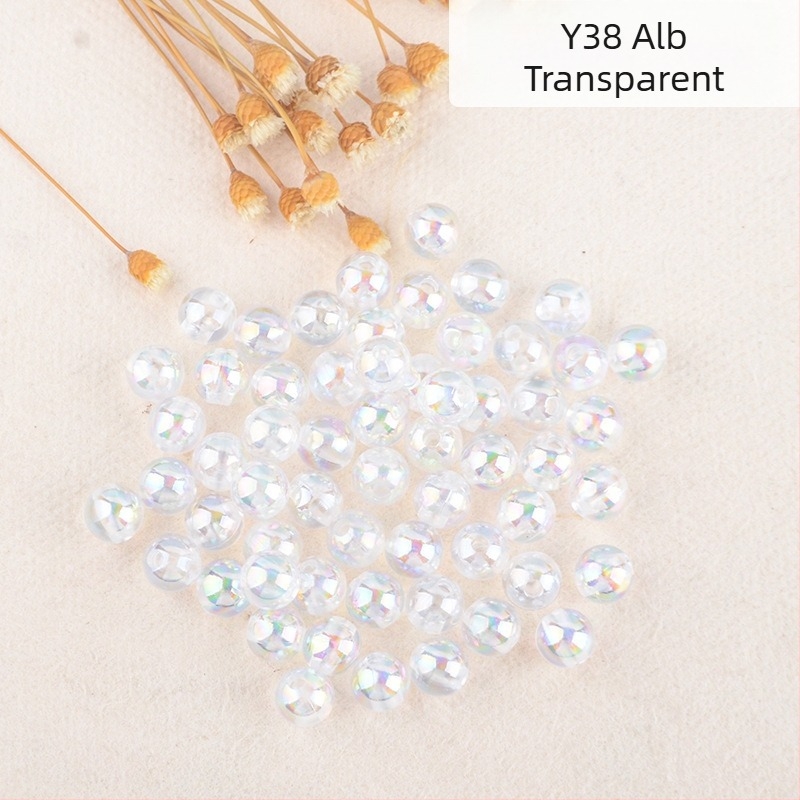 Mărgele de perle perforate transparente de culoare AB, placate cu culoare magică, din plastic, lucrate manual, accesorii pentru bijuterii, mărgele în stoc