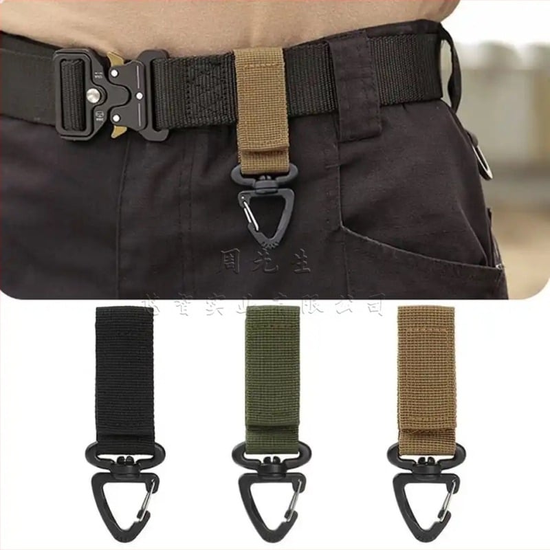 Cataramă triunghiulară cu velcro din nailon pentru exterior, cârlig rotativ multifuncțional, carabină tactică pentru breloc, echipament CS