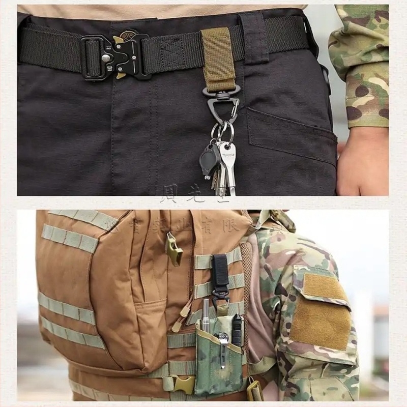 Cataramă triunghiulară cu velcro din nailon pentru exterior, cârlig rotativ multifuncțional, carabină tactică pentru breloc, echipament CS