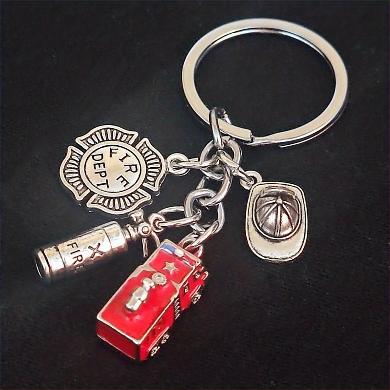 Noutate europeană și americană bijuterii de comerț exterior rucsac pandantiv topor cască stingător medalie pompier breloc