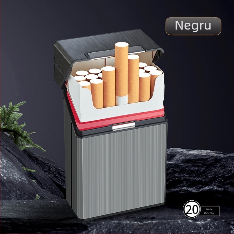 Husă de țigară universală moale și dură cu 20 de pachete de încărcare, integrată, pachet complet, brichetă cu încărcare USB, en-gros fin