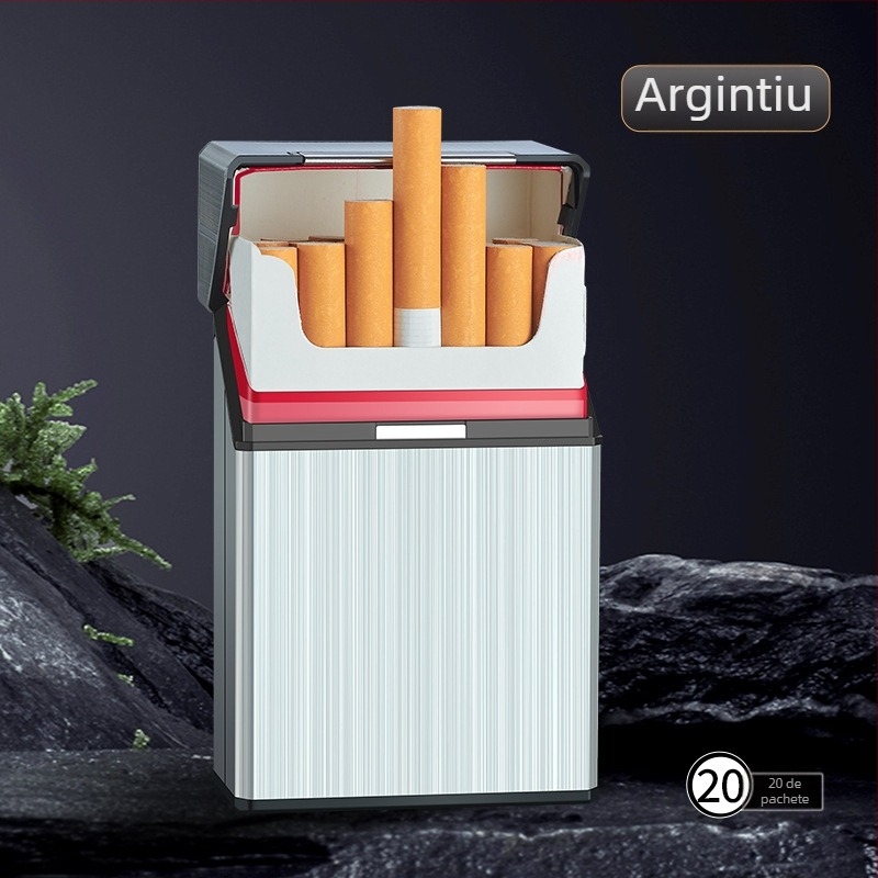 Husă de țigară universală moale și dură cu 20 de pachete de încărcare, integrată, pachet complet, brichetă cu încărcare USB, en-gros fin