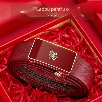 Curea King's Paul pentru bărbați, din piele naturală, curea roșie de șarpe, curea roșie de nuntă, curea interioară care poartă cadou de Anul Nou