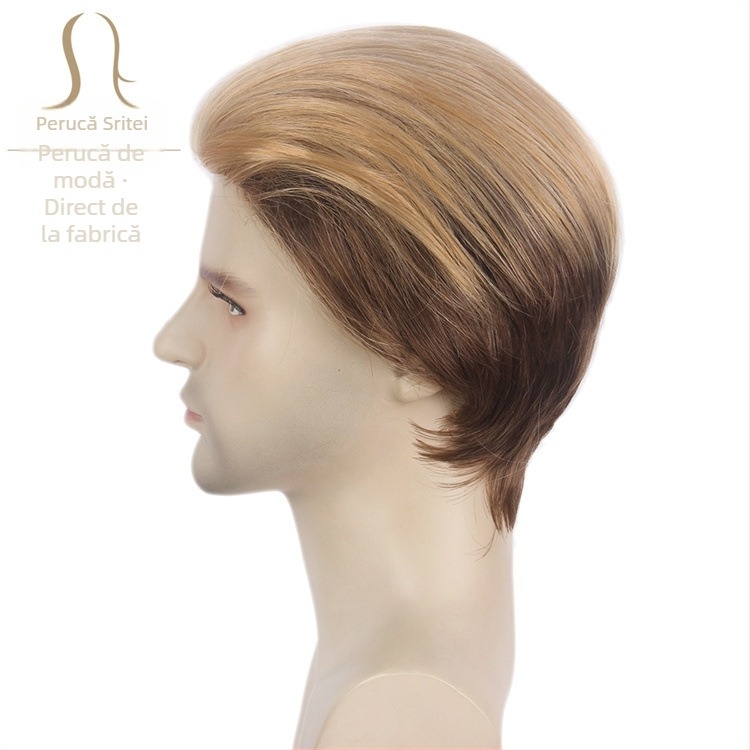 Perucă de vacanță Amazon pentru bărbați, simulată, fără sudură, subțire, Kani Karen auriu, set de peruci, Guangzhou, vânzare directă din fabrică