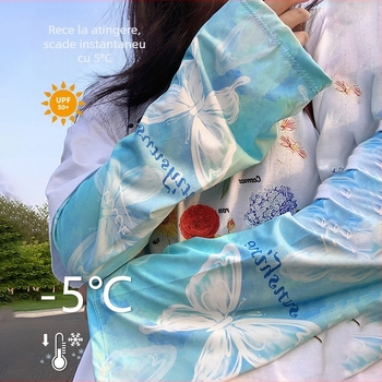 Mâneci de protecție solară pentru femei, mâneci fluture de vară, mâneci de braț, mătase de gheață, anti-UV, vrac, mărime mare, parasolar, manșetă mare, culoare