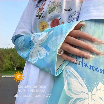 Mâneci de protecție solară pentru femei, mâneci fluture de vară, mâneci de braț, mătase de gheață, anti-UV, vrac, mărime mare, parasolar, manșetă mare, culoare