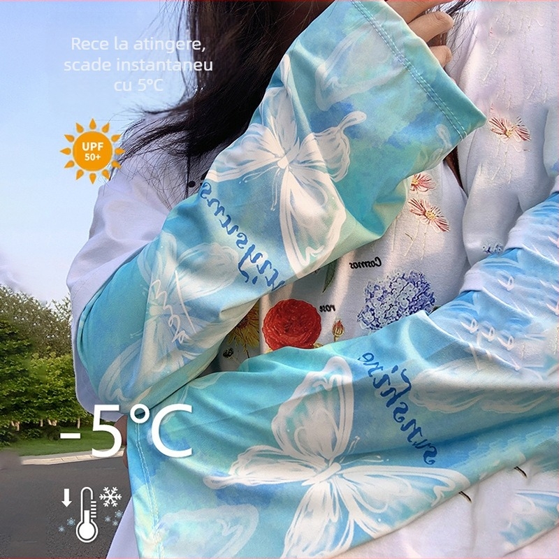 Mâneci de protecție solară pentru femei, mâneci fluture de vară, mâneci de braț, mătase de gheață, anti-UV, vrac, mărime mare, parasolar, manșetă mare, culoare