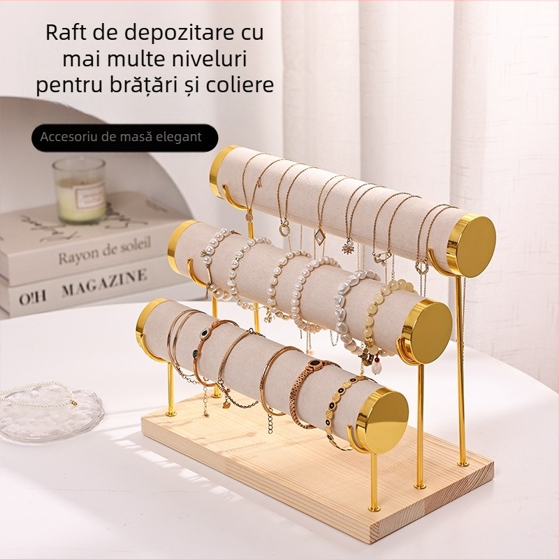 Raft de afișare pentru brățări, suport metalic multistrat pentru brățări, suport de afișare pentru bijuterii, scară, raft de depozitare pentru brățări, raft de bijuterii din catifea