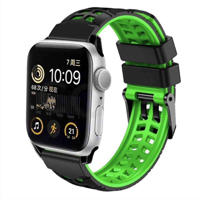 Pentru Apple Watch cu curea din silicon twill cu două rânduri de nasturi, iwatch 1-10 generații, brățară sport respirabilă generală