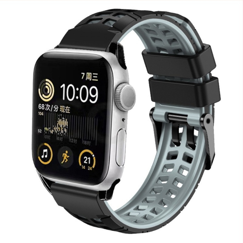 Pentru Apple Watch cu curea din silicon twill cu două rânduri de nasturi, iwatch 1-10 generații, brățară sport respirabilă generală