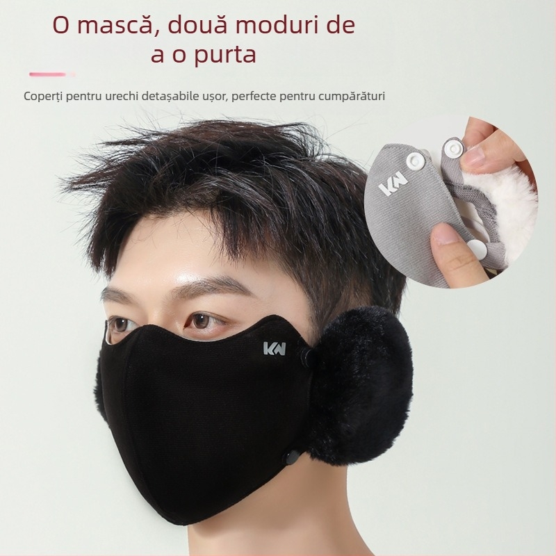 Mască de iarnă nouă, caldă, două în unul, detașabilă, pentru față, la modă, rezistentă la frig și vânt, căptușită cu fleece, anti-îngheț, pentru ciclism