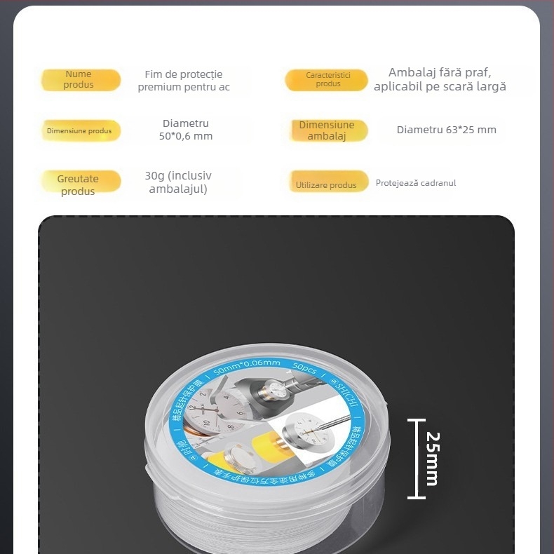 Folie protectoare pentru ac de mișcare a instrumentului de reparare a ceasurilor, folie protectoare pentru ceas, indicator literal fără urme, ac literal, pad protector