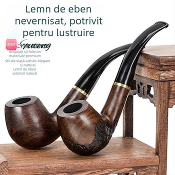 Fabrica de țevi Futeng, cea mai bine vândută, țeavă din abanos, ceară, filtru de fum de 9 mm, țeavă clasică de modă veche, din lemn masiv, nevopsită