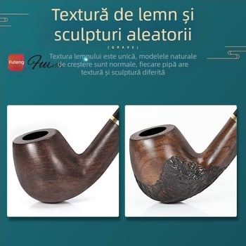 Fabrica de țevi Futeng, cea mai bine vândută, țeavă din abanos, ceară, filtru de fum de 9 mm, țeavă clasică de modă veche, din lemn masiv, nevopsită