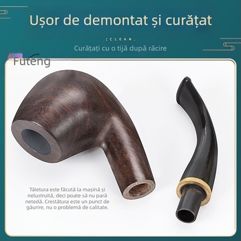 Fabrica de țevi Futeng, cea mai bine vândută, țeavă din abanos, ceară, filtru de fum de 9 mm, țeavă clasică de modă veche, din lemn masiv, nevopsită