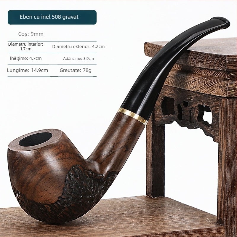 Fabrica de țevi Futeng, cea mai bine vândută, țeavă din abanos, ceară, filtru de fum de 9 mm, țeavă clasică de modă veche, din lemn masiv, nevopsită