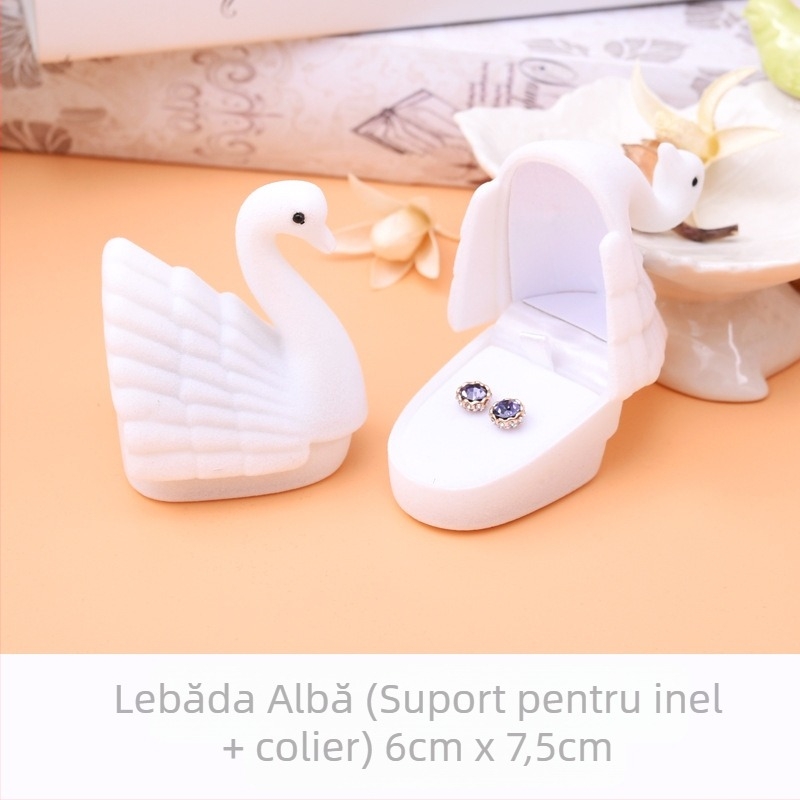 Cutie de ambalare pentru bijuterii cu desene animate drăguțe, lebădă mică, inel de lebădă alb-negru, colier, cutie pentru unghii pentru urechi, o generație de păr