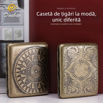 Cutie de țigări din cupru pur, cu flori condensate din bronz, cu 20 de pachete, cutie cadou sculptată, cu flori sculptate, rezistentă la presiune, set de fumat rezistent la praf