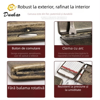 Cutie de țigări din cupru pur, cu flori condensate din bronz, cu 20 de pachete, cutie cadou sculptată, cu flori sculptate, rezistentă la presiune, set de fumat rezistent la praf