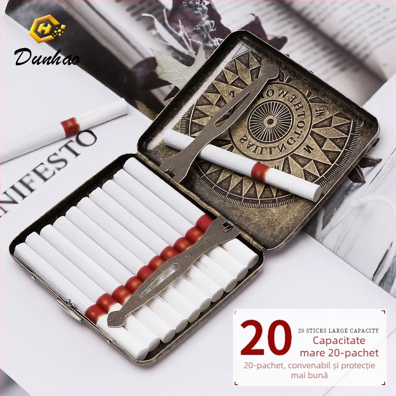 Cutie de țigări din cupru pur, cu flori condensate din bronz, cu 20 de pachete, cutie cadou sculptată, cu flori sculptate, rezistentă la presiune, set de fumat rezistent la praf