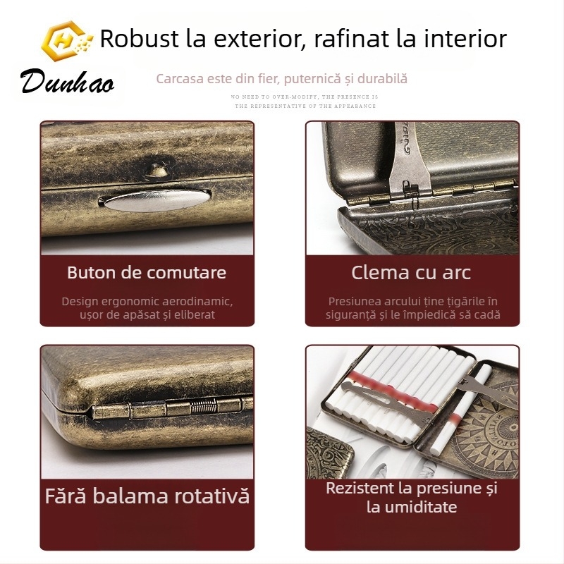 Cutie de țigări din cupru pur, cu flori condensate din bronz, cu 20 de pachete, cutie cadou sculptată, cu flori sculptate, rezistentă la presiune, set de fumat rezistent la praf