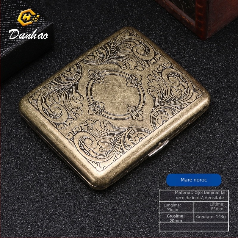Cutie de țigări din cupru pur, cu flori condensate din bronz, cu 20 de pachete, cutie cadou sculptată, cu flori sculptate, rezistentă la presiune, set de fumat rezistent la praf