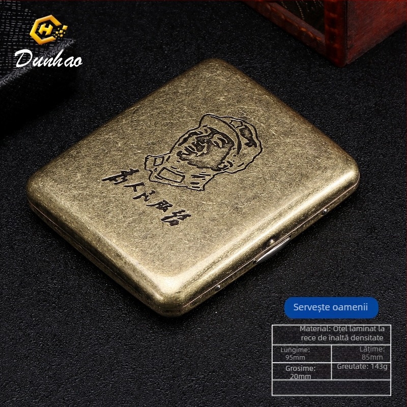 Cutie de țigări din cupru pur, cu flori condensate din bronz, cu 20 de pachete, cutie cadou sculptată, cu flori sculptate, rezistentă la presiune, set de fumat rezistent la praf