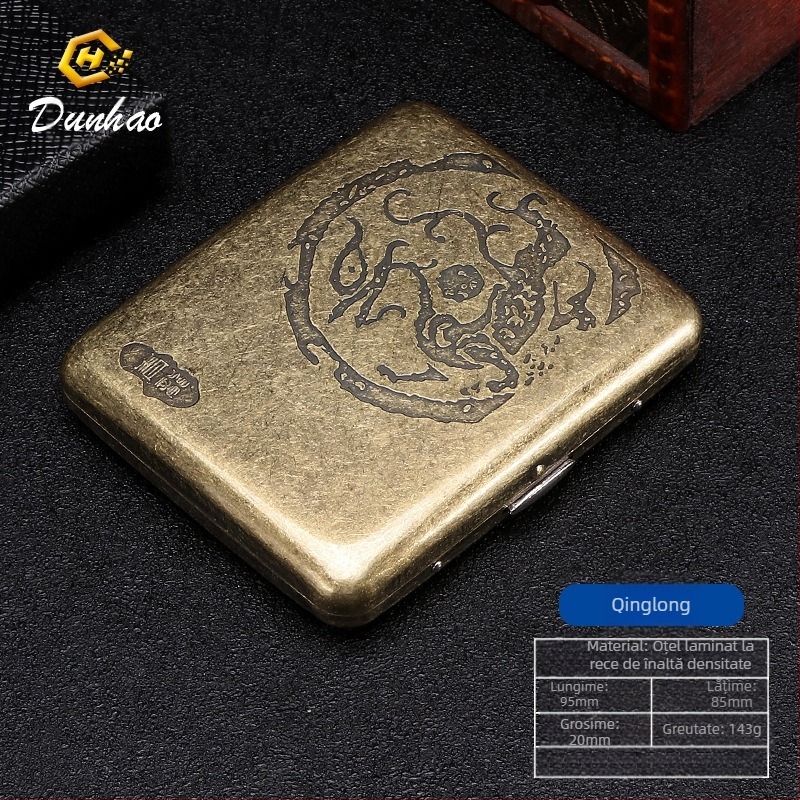 Cutie de țigări din cupru pur, cu flori condensate din bronz, cu 20 de pachete, cutie cadou sculptată, cu flori sculptate, rezistentă la presiune, set de fumat rezistent la praf