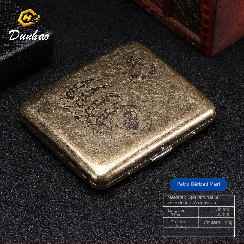 Cutie de țigări din cupru pur, cu flori condensate din bronz, cu 20 de pachete, cutie cadou sculptată, cu flori sculptate, rezistentă la presiune, set de fumat rezistent la praf