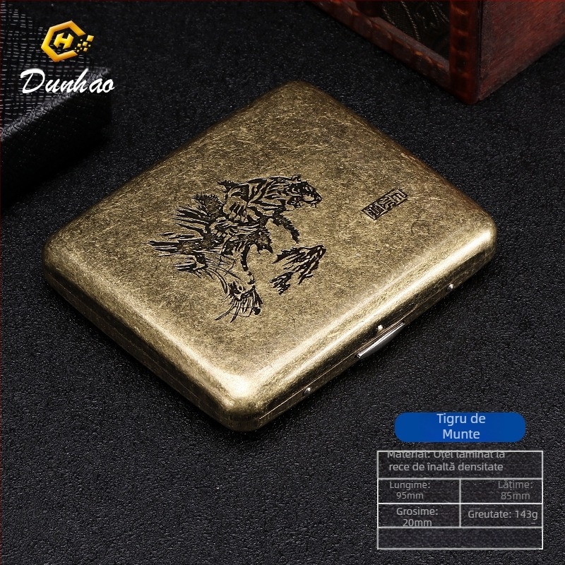 Cutie de țigări din cupru pur, cu flori condensate din bronz, cu 20 de pachete, cutie cadou sculptată, cu flori sculptate, rezistentă la presiune, set de fumat rezistent la praf