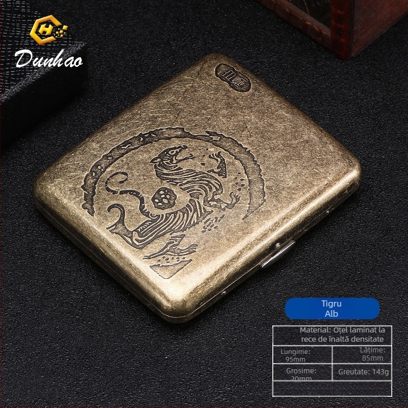 Cutie de țigări din cupru pur, cu flori condensate din bronz, cu 20 de pachete, cutie cadou sculptată, cu flori sculptate, rezistentă la presiune, set de fumat rezistent la praf