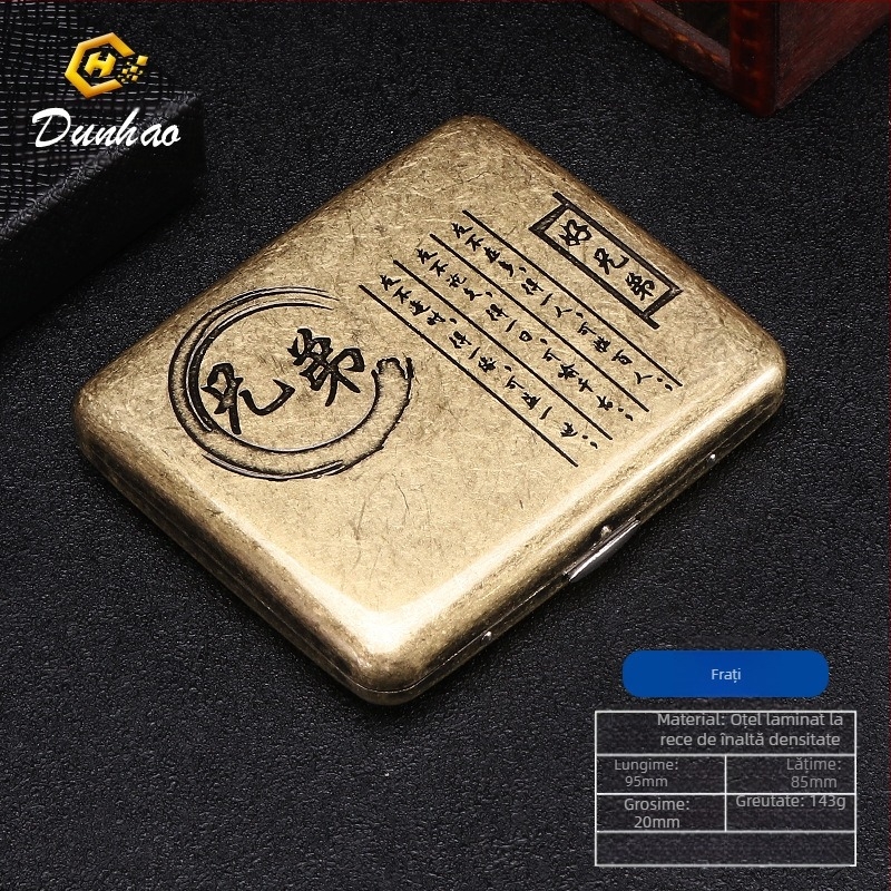 Cutie de țigări din cupru pur, cu flori condensate din bronz, cu 20 de pachete, cutie cadou sculptată, cu flori sculptate, rezistentă la presiune, set de fumat rezistent la praf