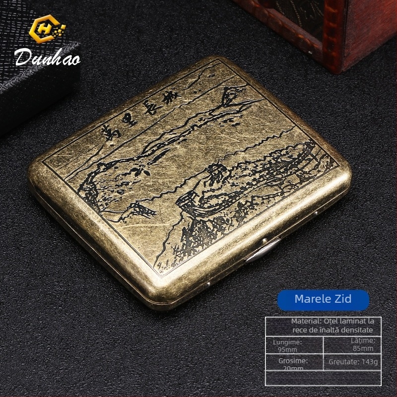 Cutie de țigări din cupru pur, cu flori condensate din bronz, cu 20 de pachete, cutie cadou sculptată, cu flori sculptate, rezistentă la presiune, set de fumat rezistent la praf