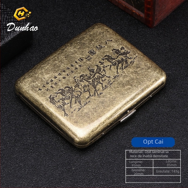 Cutie de țigări din cupru pur, cu flori condensate din bronz, cu 20 de pachete, cutie cadou sculptată, cu flori sculptate, rezistentă la presiune, set de fumat rezistent la praf