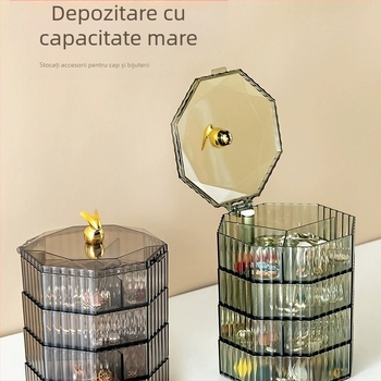 Cutie de depozitare rotativă pentru bijuterii, colier rafinat, cercei, cutie de bijuterii din aur cu mai multe straturi, capacitate mare