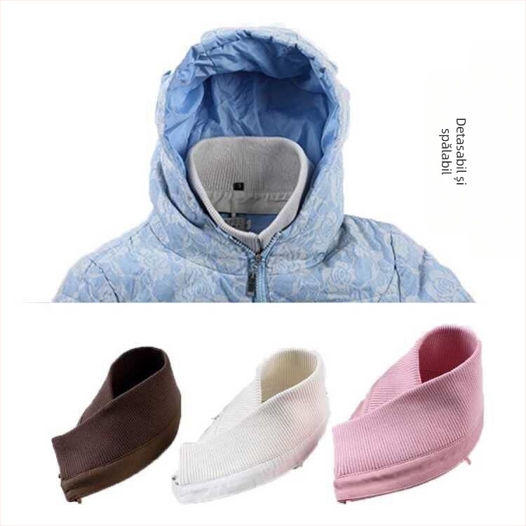 Haine de lână cu guler simplu cu imprimeu bărbătesc, jachetă cu puf, guler fals, set de guler anti-murdar, guler unisex din lână, culoare solidă, detașabil