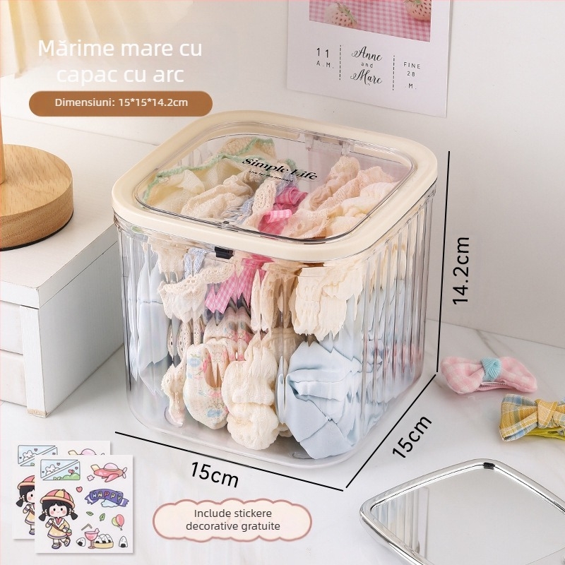 Cutie de depozitare pentru accesorii de păr, cutie de depozitare pentru copii, agrafe de păr, depozitare cu bandă de păr, capacitate mare, cutie de bijuterii din acril pentru fete, cu bandă de cauciuc și frânghie