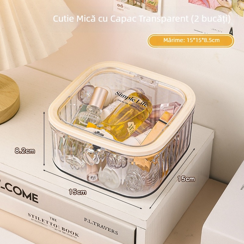Cutie de depozitare pentru accesorii de păr, cutie de depozitare pentru copii, agrafe de păr, depozitare cu bandă de păr, capacitate mare, cutie de bijuterii din acril pentru fete, cu bandă de cauciuc și frânghie