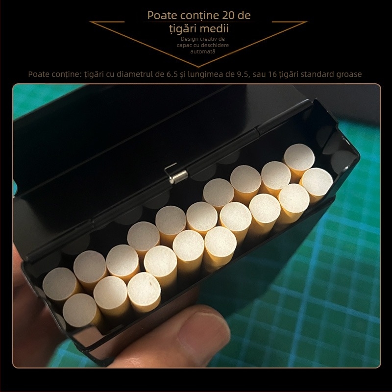 Toc de țigară cu glisan mediu, țigară de mână, clasică, pentru bărbați, creativă, automată, pachet de 20, ultra-subțire, cadou de ziua de naștere