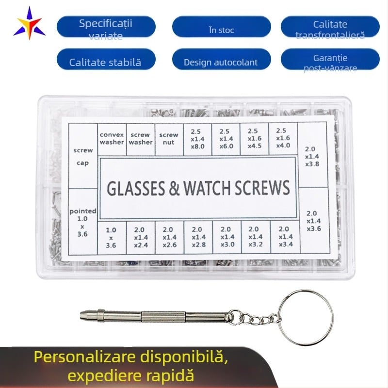 1000 buc ochelari de soare din oțel inoxidabil micro ochelari de soare ochelari de ceas telefon mobil tabletă șurub piuliță șurubelniță