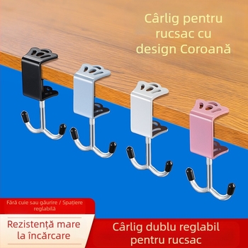 Cârlig de ghiozdan pentru studenți, cârlig detașabil pentru birou, cârlig de agățat pentru geantă mobilă, cârlig de birou, cârlig puternic fără perforații, cârlig de agățat pentru geantă