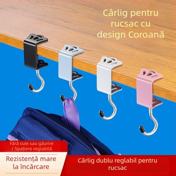 Cârlig de ghiozdan pentru studenți, cârlig detașabil pentru birou, cârlig de agățat pentru geantă mobilă, cârlig de birou, cârlig puternic fără perforații, cârlig de agățat pentru geantă