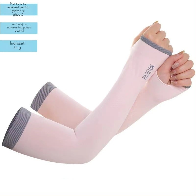Manșon de mătase de gheață pentru bărbați și femei, de vară, cu protecție solară, rezistent la UV, absorbant al transpirației, respirabil, elastic mare, pentru braț