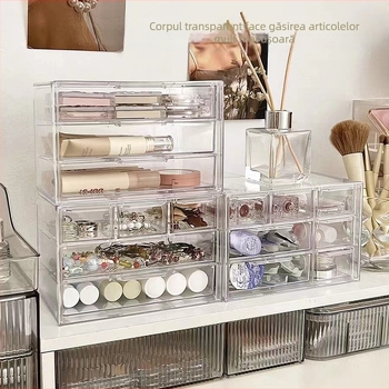 Cutie de depozitare transparentă tip sertar rezistentă la praf 357 Palace, papetărie, bijuterii, Seven Palace, raft de depozitare pentru cosmetice
